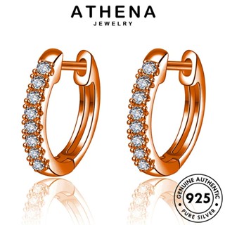 ATHENA JEWELRY ตุ้มหู เครื่องประดับ มอยส์ซาไนท์ ไดมอนด์ หนีบ ห่วง กลม เครื่องประดับ แท้ Silver แฟชั่น ผู้หญิง เงิน ต่างหู 925 ต้นฉบับ โกลด์ เกาหลี E722