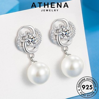 ATHENA JEWELRY เครื่องประดับ โคลเวอร์สี่ใบ เครื่องประดับ ห่วง หนีบ เกาหลี ต่างหู ผู้หญิง 925 Silver เงิน ตุ้มหู แท้ แฟชั่น ไข่มุก ต้นฉบับ E750