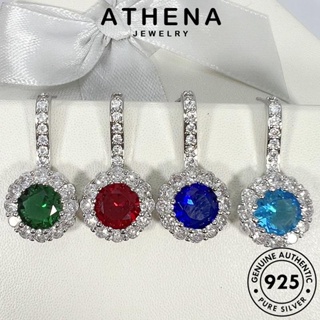 ATHENA JEWELRY แฟชั่น 925 ต่างหู เครื่องประดับ เครื่องประดับ เกาหลี ผู้หญิง ไพลิน Silver ต้นฉบับ ตุ้มหู เงิน กลม ห่วง แท้ หนีบ E751