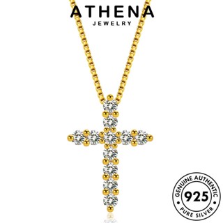 ATHENA JEWELRY สร้อยคอ แท้ ต้นฉบับ ไดมอนด์ ข้ามแฟชั่น โกลด์ Silver 925 ผู้หญิง เครื่องประดับ เงิน เกาหลี จี้ แฟชั่น เครื่องประดับ มอยส์ซาไนท์ N1110