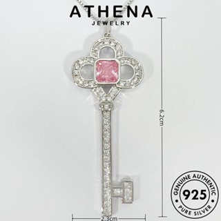 ATHENA JEWELRY เครื่องประดับ ต้นฉบับ แฟชั่น คริสตัลเพชรสีชมพู ผู้หญิง เงิน 925 สร้อยคอ จี้ Silver กุญแจขุนนาง แท้ เครื่องประดับ เกาหลี N1080