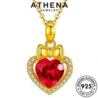 ATHENA JEWELRY เครื่องประดับ จี้ ทับทิม ความรักที่เรียบง่าย ต้นฉบับ เกาหลี 925 แฟชั่น เงิน ผู้หญิง สร้อยคอ Silver แท้ เครื่องประดับ N1124