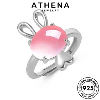 ATHENA JEWELRY แฟชั่น 925 กระต่ายที่สง่างาม ผู้หญิง เครื่องประดับ แท้ ต้นฉบับ เครื่องประดับ เกาหลี สร้อยคอ พิ้งค์ไดมอนด์คริสตัลโกลด์ จี้ Silver เงิน S72