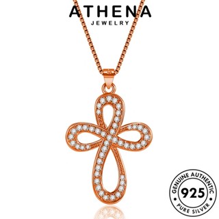 ATHENA JEWELRY เกาหลี ผู้หญิง ไดมอนด์ เงิน Silver ข้ามกลวง 925 เครื่องประดับ เครื่องประดับ จี้ มอยส์ซาไนท์ ต้นฉบับ แฟชั่น แท้ โกลด์ สร้อยคอ N1114