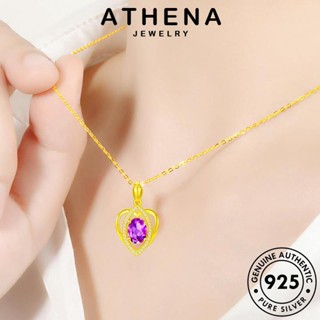 ATHENA JEWELRY ผู้หญิง Silver 925 เงิน เครื่องประดับ สร้อยคอ พลอยสีม่วง เกาหลี แฟชั่น ต้นฉบับ เครื่องประดับ เรียบง่าย จี้ แท้ N1119