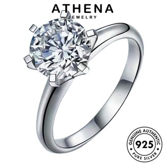 ATHENA JEWELRY แหวน ต้นฉบับ โกลด์ เกาหลี 925 หกกรงเล็บ ผู้หญิง เครื่องประดับ เครื่องประดับ แท้ Silver แฟชั่น มอยส์ซาไนท์ เงิน ไดมอนด์ R1742