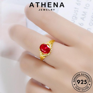 ATHENA JEWELRY แฟชั่น เครื่องประดับ วงรี ต้นฉบับ เงิน ทองทับทิม เกาหลี 925 เครื่องประดับ Silver แหวน แท้ ผู้หญิง R1749