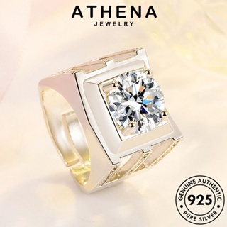 ATHENA JEWELRY แท้ 925 มอยส์ซาไนท์ไดมอนด์ เครื่องประดับ แฟชั่น เกาหลี Silver ผู้หญิง เครื่องประดับ ต้นฉบับ สี่เหลี่ยม แหวน เงิน R1753