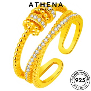 ATHENA JEWELRY ต้นฉบับ 925 เครื่องประดับ แฟชั่น เครื่องประดับ วงกลมหลายชั้น โกลด์ เกาหลี ไดมอนด์ ผู้หญิง แท้ Silver มอยส์ซาไนท์ แหวน เงิน R1723