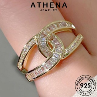 ATHENA JEWELRY เครื่องประดับ สี่เหลี่ยม โกลด์ ไดมอนด์ มอยส์ซาไนท์ Silver แฟชั่น แท้ เกาหลี เงิน ต้นฉบับ แหวน เครื่องประดับ 925 ผู้หญิง R1792