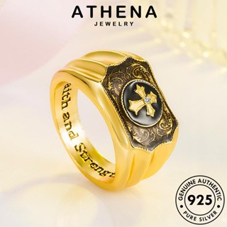 ATHENA JEWELRY 925 เครื่องประดับ ต้นฉบับ Silver เกาหลี ไดมอนด์ เงิน โกลด์ ข้าม แหวน แท้ เครื่องประดับ ผู้หญิง มอยส์ซาไนท์ แฟชั่น R1767