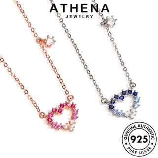 ATHENA JEWELRY ผู้หญิง เครื่องประดับ เครื่องประดับ เงิน 925 แท้ สร้อยคอ หัวใจแฟชั่น แฟชั่น Silver จี้ พิ้งค์ไดมอนด์คริสตัลโกลด์ ต้นฉบับ เกาหลี N123