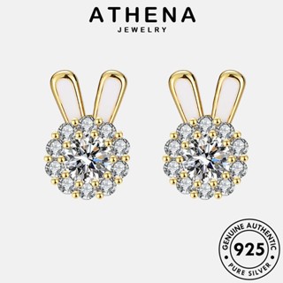 ATHENA JEWELRY เครื่องประดับ แฟชั่น โกลด์ ไดมอนด์ มอยส์ซาไนท์ เกาหลี ต้นฉบับ ห่วง ผู้หญิง แท้ ต่างหู Silver หนีบ เครื่องประดับ ตุ้มหู กระต่าย เงิน 925 E37