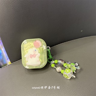 เคสหูฟังบลูทูธไร้สาย เนื้อนิ่ม ลายกระต่าย สีเขียว สําหรับ Airpods Pro 1st 2nd 3rd Generation