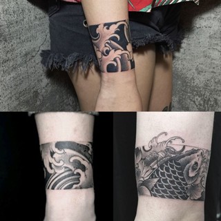 [Arm Ring Set Tattoos] สติกเกอร์รอยสัก กึ่งถาวร ลายดอกไม้ กันน้ํา ไม่สะท้อนแสง สําหรับผู้ชาย