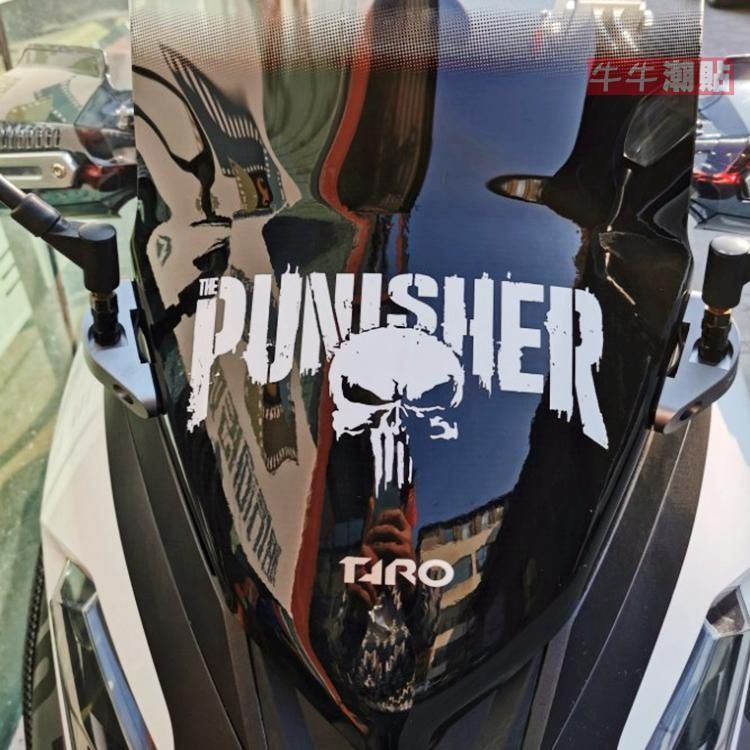 สติ๊กเกอร์อินเทรนด์ Marvel Punisher รถรถจักรยานยนต์หัวรถจักรดัดแปลงสติกเกอร์อินเทรนด์สติกเกอร์ตกแต่ง Greystone 300