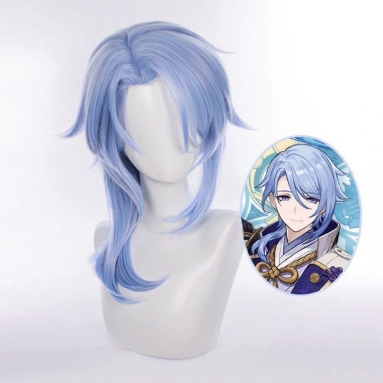 [มีจําหน่าย] วิกผม/วิกผม Ayato - Genshin Impact blue [Miu Cosplay 03]