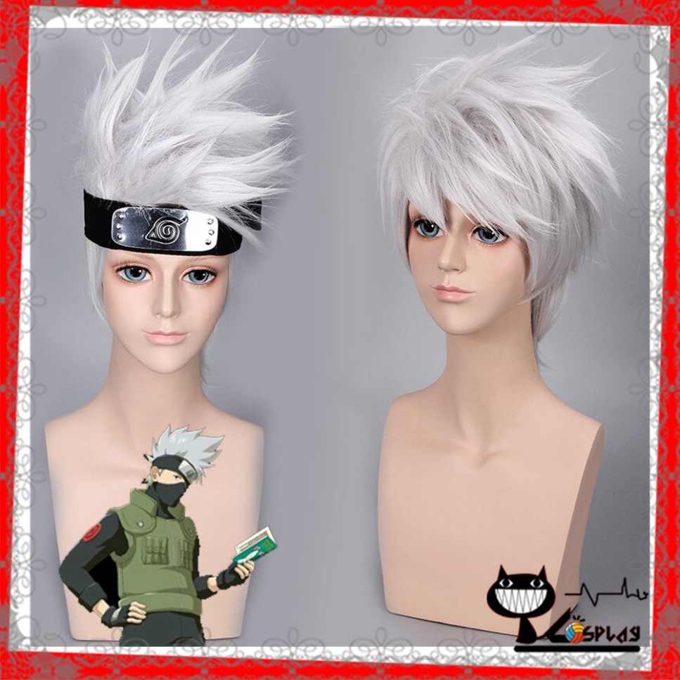 [มีจําหน่าย] Kakashi - วิกผมคอสเพลย์นารูโตะ/วิกผมสีเงินสีขาว [Miu Cosplay 03]