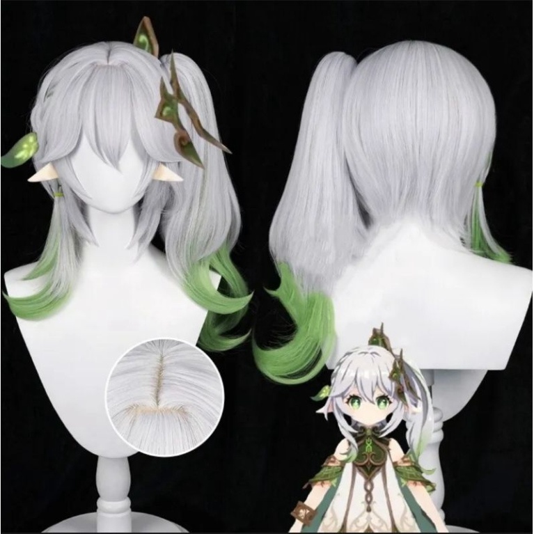 [มีจําหน่าย] วิกผม/วิกผม Nahida Kusanali - Genshin Impact สีฟ้าและสีขาว [Miu Cosplay 03]
