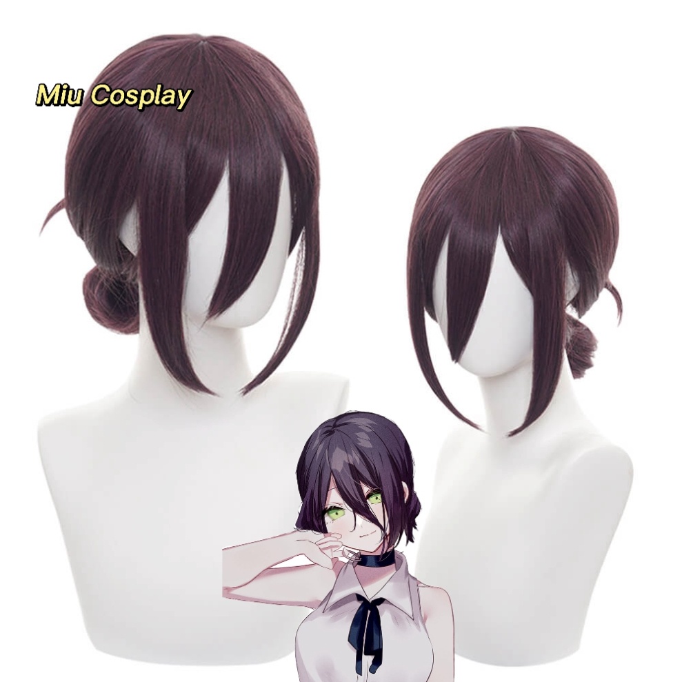 [มีจําหน่าย] วิกผม/ถ้วย Reze - นักล่าปีศาจ: Chainsaw Man สีม่วงเข้ม [Miu Cosplay 03]