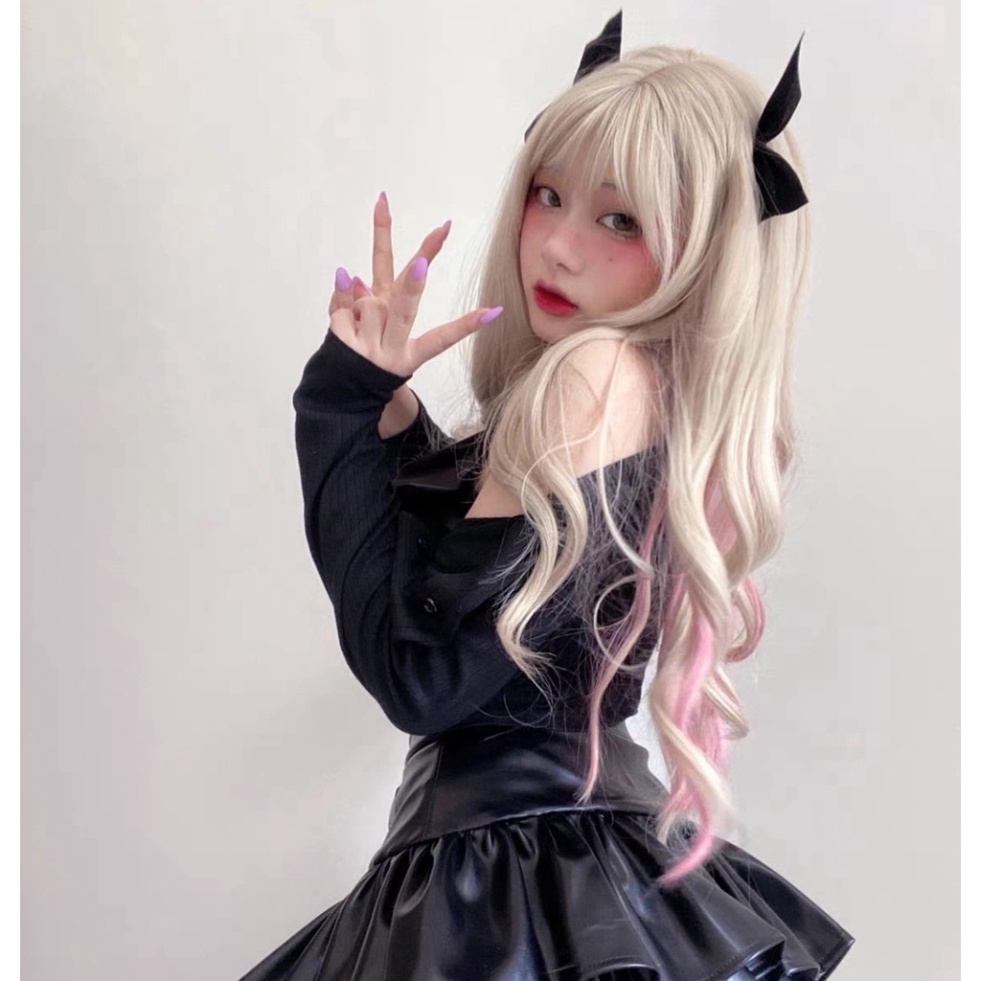 [มีจําหน่าย] วิกผม/เทพธิดารักเต็มหัว วิกผมในสีเหลืองน้ํานมสีชมพูอ่อน-วัยรุ่น/โลลิต้า/คอสเพลย์ BHT020