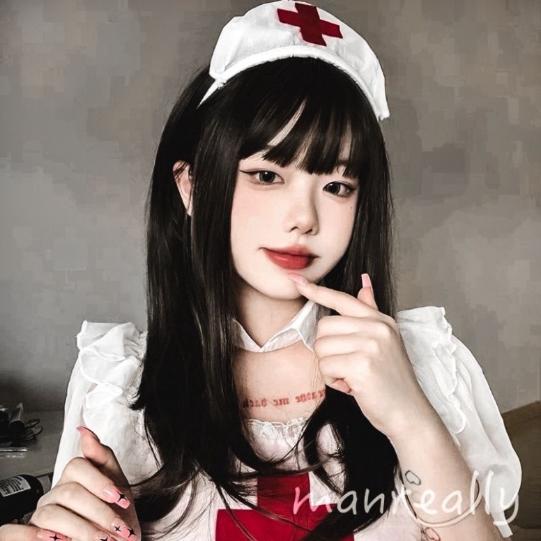 [มีจําหน่าย] วิกผม/แนะนําพยาบาลสีดําเต็มหัว วิกผม-วัยรุ่น/โลลิต้า/คอสเพลย์ BHT051 [Miu คอสเพลย์ 03]