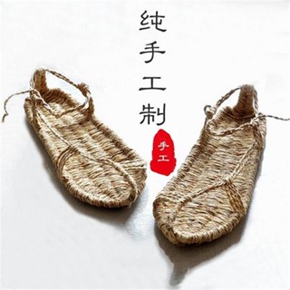 [พร้อมส่ง] _ รองเท้าแตะฟางสาน แบบผูกเชือก อินเทรนด์เรโทร เหมาะกับฤดูร้อน สําหรับผู้ชาย