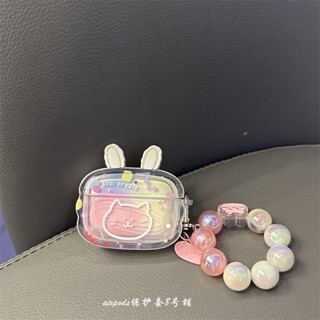 เคสหูฟังบลูทูธไร้สาย ลายแมวน่ารัก สีขาว สําหรับ Apple airpods1 2 pro2