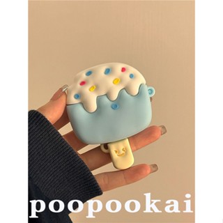 เคสหูฟังบลูทูธไร้สาย แบบนิ่ม ลายไอศกรีมฤดูร้อน สีฟ้า สําหรับ Apple Airpods รุ่น 2 3 Pro