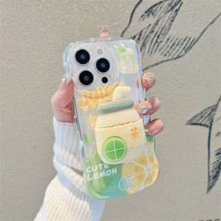 เคสโทรศัพท์มือถือ ลายเลม่อน ชานม สําหรับ Iphone 11 12 13 14pro 7P 8P xr xsmax