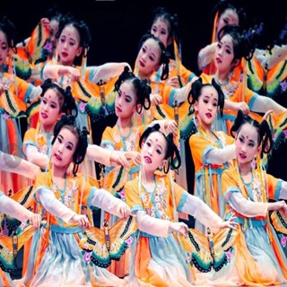 ** Hanfu * Tik Tok Drunk Spring Breeze Play Butterfly Same Style Dance Costume Butterfly Props Girl Kids Hanfu Classical Dance Tang เครื่องแต่งกายประสิทธิภาพ