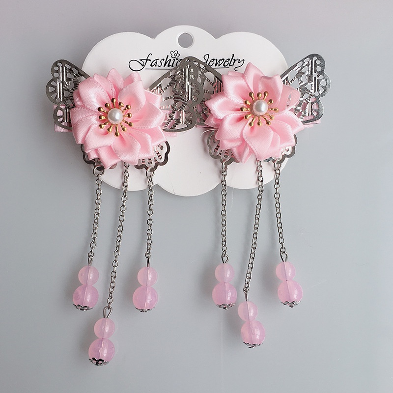 Hi- กิ๊บติดผม สีชมพู สไตล์จีน ย้อนยุค เครื่องประดับผมเจ้าหญิง สําหรับเด็กผู้หญิง 1 คู่ - รูปที่ 5