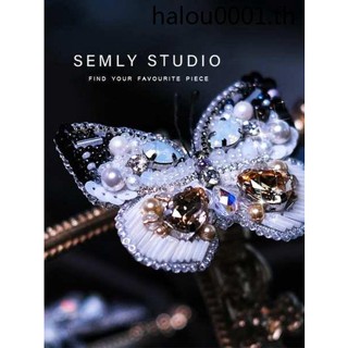 [SEMLY Studio] [แพ็กเกจวัสดุ] เข็มกลัด ปักลูกปัดเต็ม รูปผีเสื้อ ประดับเพชรสวารอฟสกี้ diy