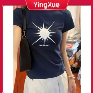 【จัดส่งรวดเร็ว】2023 เสื้อยืดแขนสั้น เปิดไหล่ ผ้าฝ้าย สไตล์อเมริกัน เรโทร สําหรับผู้หญิง