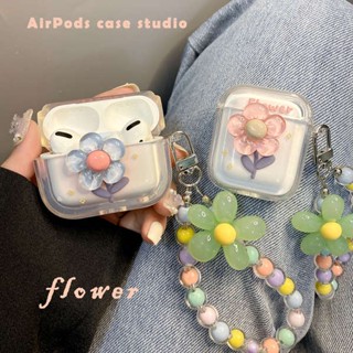 เคสหูฟังบลูทูธไร้สาย แบบใส ลายดอกไม้ สามมิติ เรียบง่าย สําหรับ Airpods Pro2 airpods3