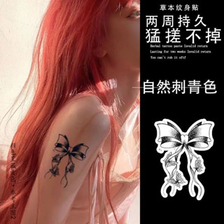 Sa Tattoo สติกเกอร์รอยสัก กันน้ํา ติดทนนาน ลายโบว์ ต้นขา สมุนไพร น้ําผลไม้