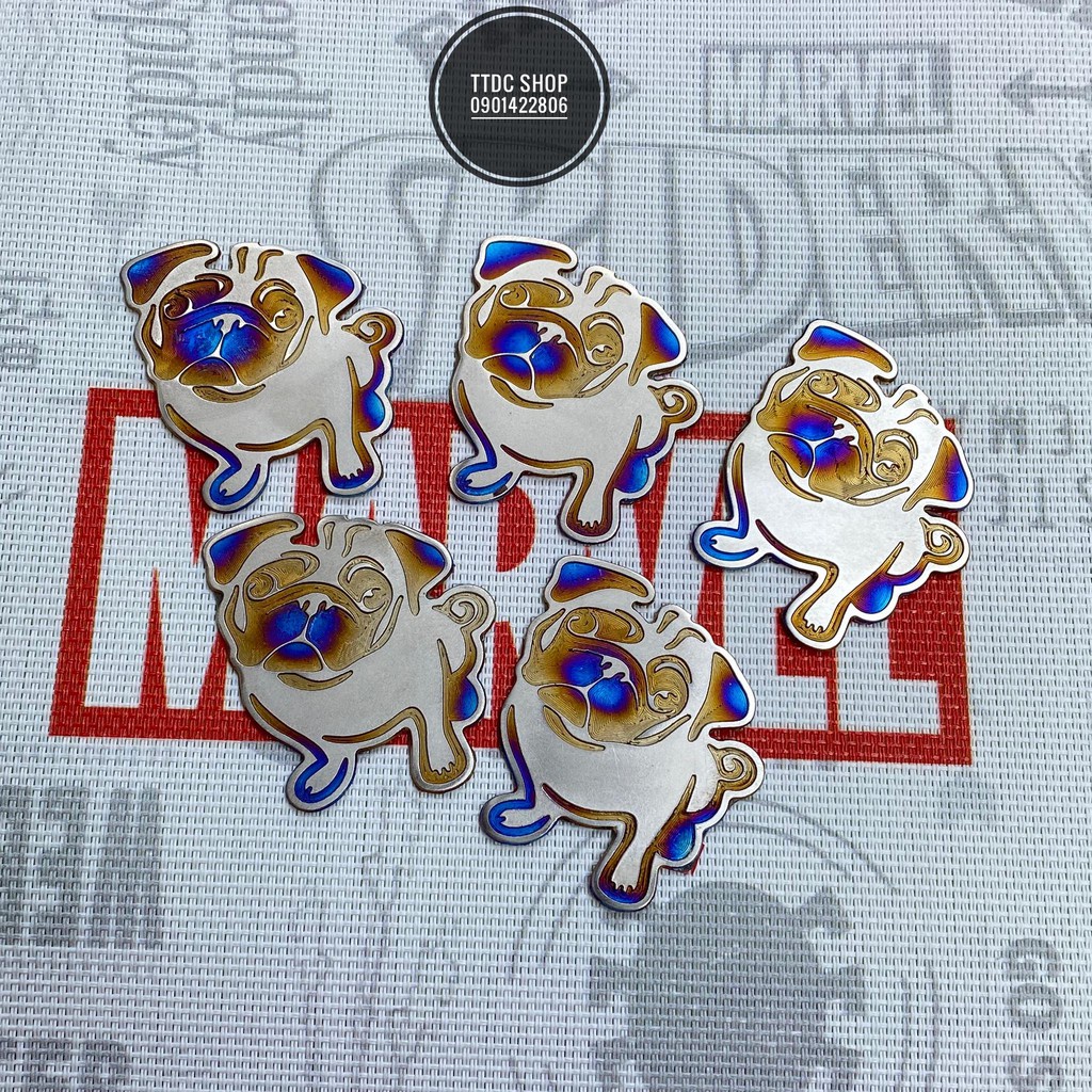 PUG DOG LOGO แสตมป์ไทเทเนียม
