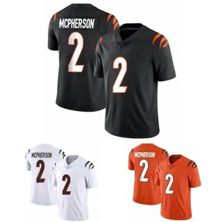 เสื้อกีฬารักบี้ แขนสั้น ทรงหลวม ขนาดใหญ่ ลาย Cincinnati Tiger Bengals สไตล์ยุโรป และอเมริกา แนวสตรีทแดนซ์ เสื้อกีฬาแขนสั้น ลายทีมฟุตบอล Evan McPherson 2 ชิ้น