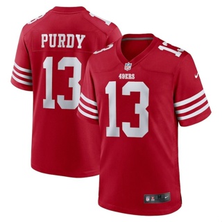 เสื้อกีฬารักบี้ แขนสั้น ทรงหลวม ขนาดใหญ่ ลาย NFL San Francisco 49ers San Francisco 49ers สไตล์ยุโรป อเมริกัน สตรีทแดนซ์ เสื้อกีฬาแขนสั้น ลายทีม Brock Purdy 13