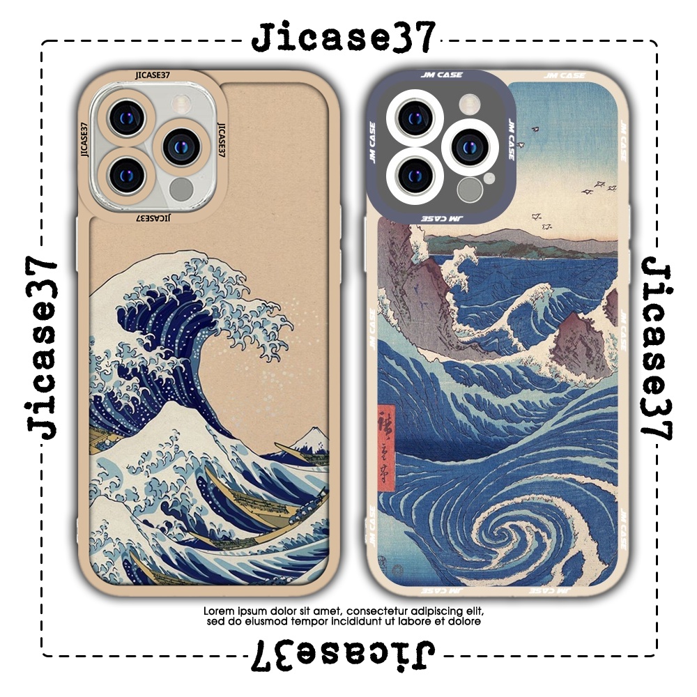 JMCase Square Edge iphone Case Wave Painting Anime Manga 7/7plus/8/8plus/x/xs/11/12/pro/max/plus/pro