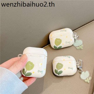 [จัดส่งด่วน] เคสหูฟังบลูทูธไร้สาย ลายดอกทิวลิป สีเขียว สําหรับ Airpods Pro 2 3 3 2 3 2nd Generation