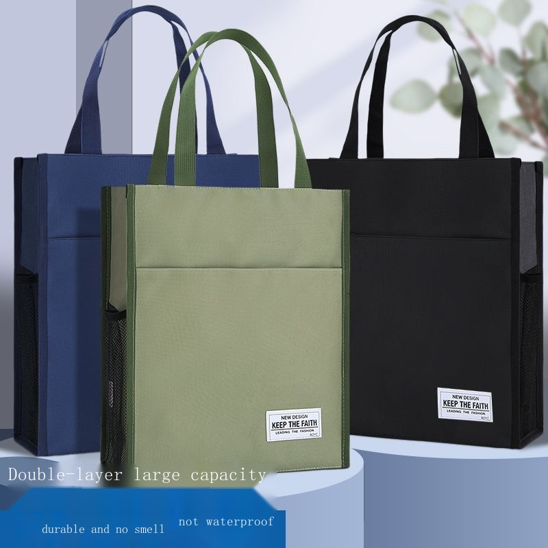 พร้อมส่ง!กระเป๋าผ้าใบ มีซิป กันน้ํา จุของได้เยอะ ขนาด A4 แบบพกพา สําหรับใส่แก้วน้ํา