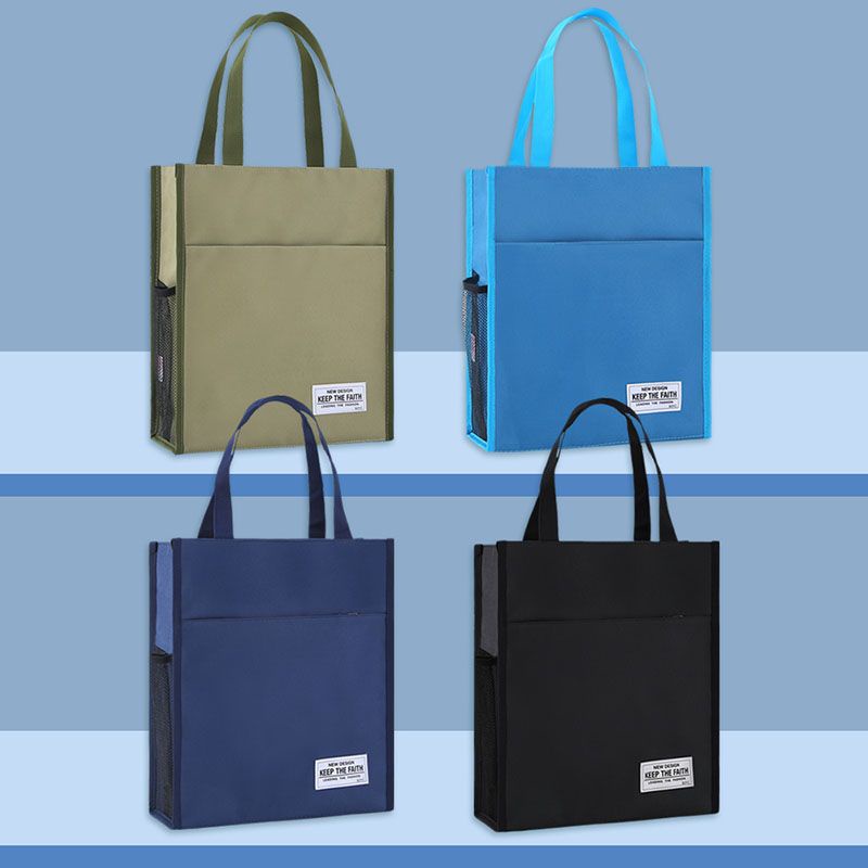 พร้อมส่ง!กระเป๋าผ้าใบ มีซิป กันน้ํา จุของได้เยอะ ขนาด A4 แบบพกพา สําหรับใส่แก้วน้ํา