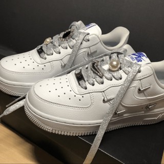 [สีหลัก] หมายเลขแรงลม สําหรับ Air force 1 07LX 1 AF1 สี่ตะขอ สีเงิน แวววาว เพชร มุก อุปกรณ์เสริม เชือกผูกรองเท้า