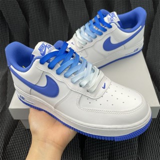 [สีหลัก] เหมาะสําหรับ nike air force 1 07 air force No. เชือกผูกรองเท้าผ้าใบลําลอง ข้อสั้น ไล่โทนสี สีขาว สีฟ้า AF1 1 ชิ้น