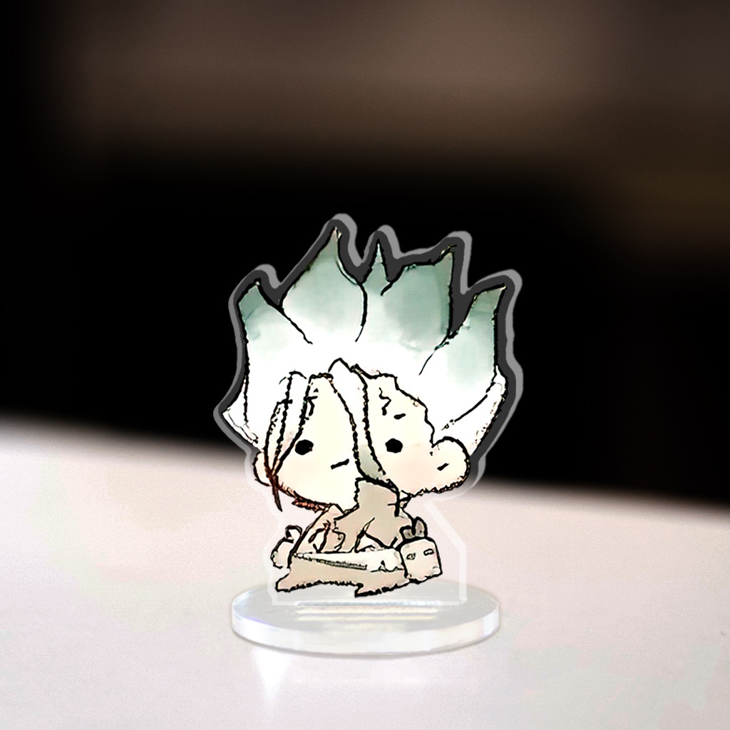 มินิโมเดล Dr.stone Senku Yuzuriha Ogawa Hyoga Chibi อะนิเมะมังงะ Dr. หินประดับมุมศึกษาสูง3ซม