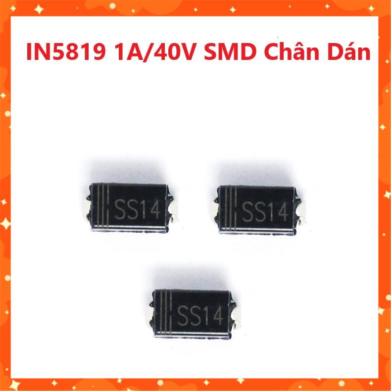 กระเป๋า 10 - SS14 - Schottky Diode IN5819 1A/40V SMD Pin - ไดโอดที่รวดเร็ว 5819