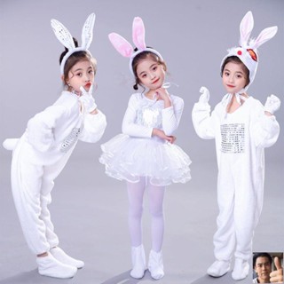 พร้อมส่ง ส่งฟรี ใหม่ เครื่องแต่งกาย ชุดคอสเพลย์ ชุดกระต่ายน้อย กระโปรงเต้นรํา สีขาว สําหรับเด็กอนุบาล ฮาโลวีน