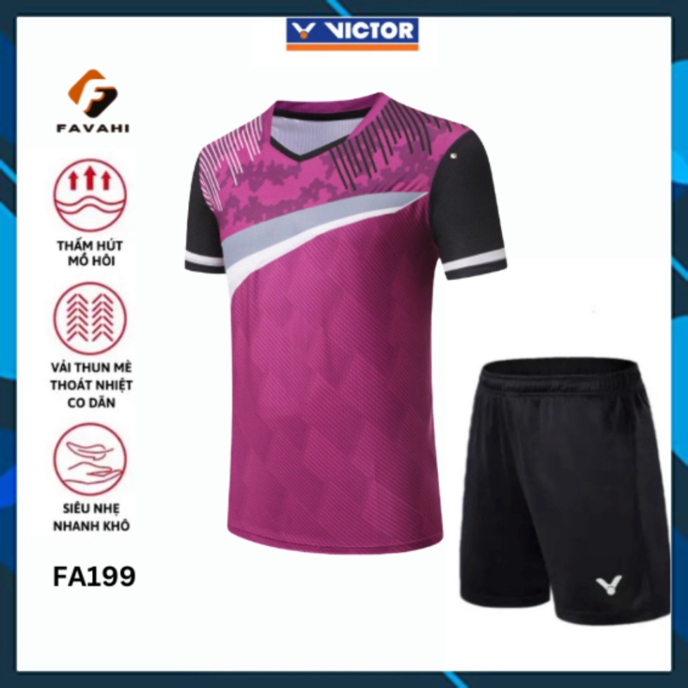 เสื้อและกางเกงแบดมินตัน VICTOR FAVAHI FA199 มืออาชีพใหม่ล่าสุดสําหรับฝึกซ้อมและการแข่งขันแบดมินตัน F