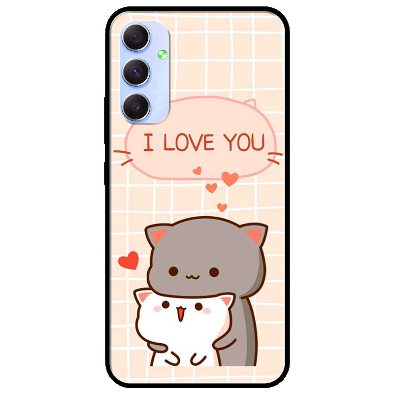 เคสสําหรับ Samsung A14 - A34 - A54 - S23 - S23 Plus - S23 Ultra รุ่น Two Cats กอด I Love U